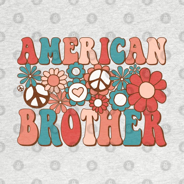 Retro Groovy American Brother Matching Family 4th of July by BramCrye